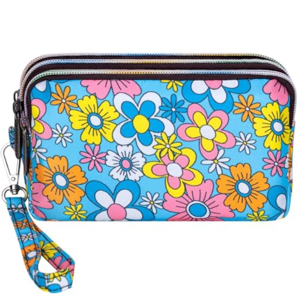 Large Capacity Wristlet Wallet - Women Printed Nylon Waterproof Handbag Clutch